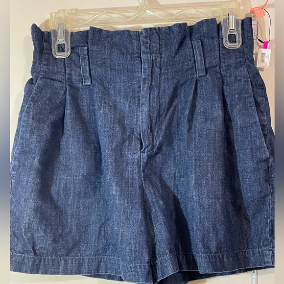 A New Day Shorts small Women’s Elastic‎ Ruffle Waist Pockets Blue Jean denim - Picture 1 of 9